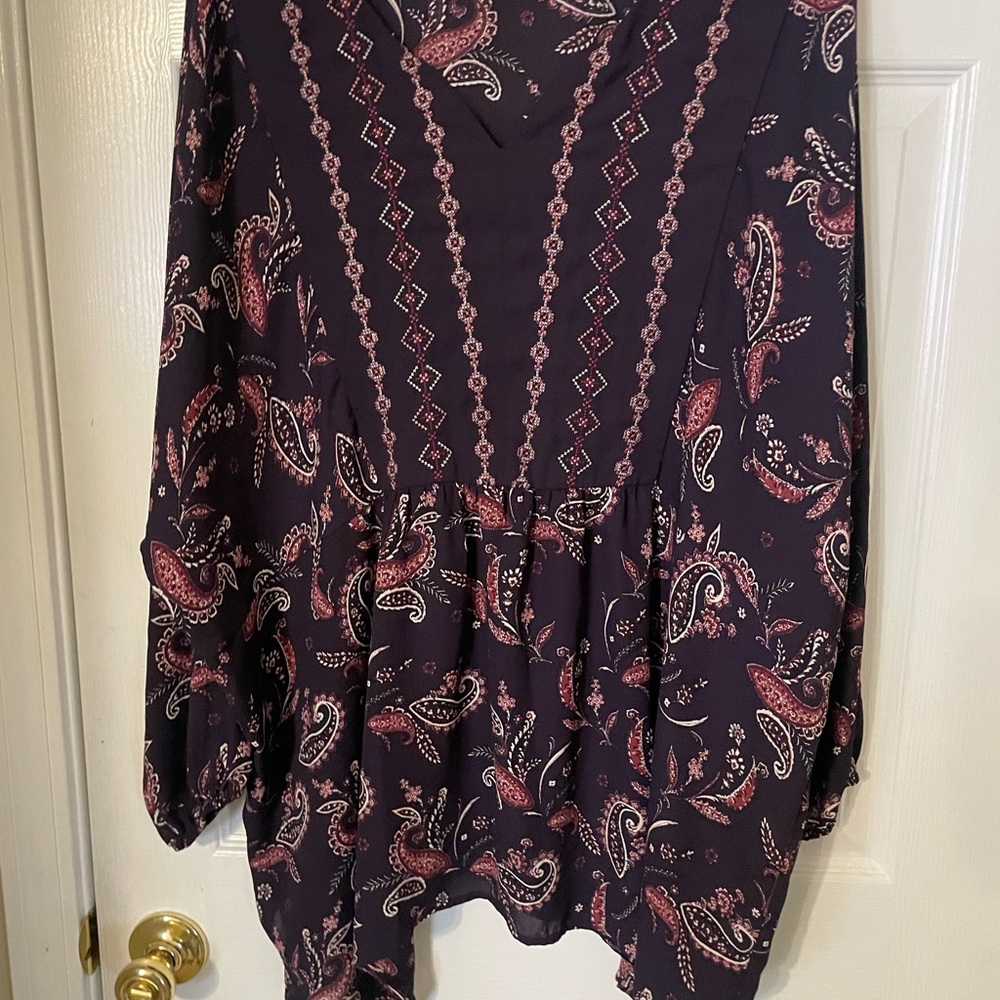 Style & Co. Purple Paisley Peasant Tunic with Pink Accents